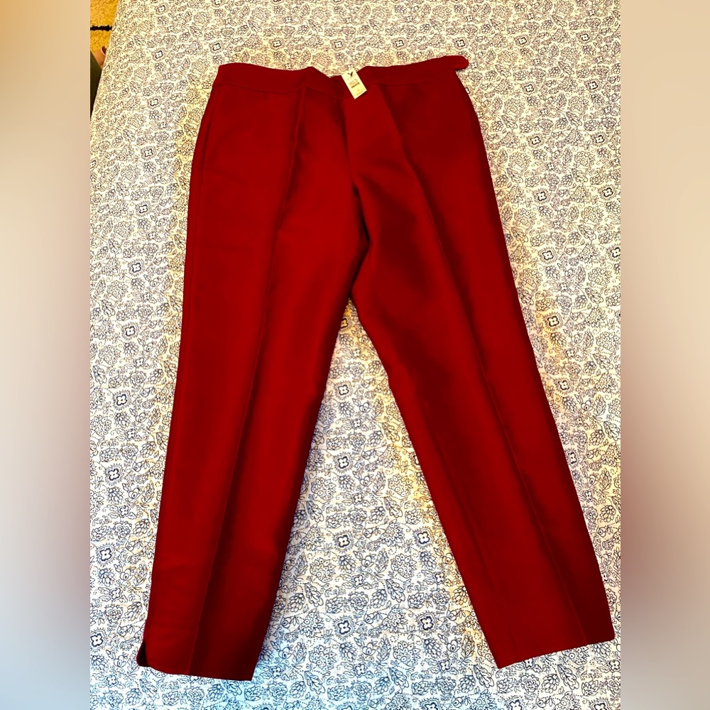 Talbots deep red silk cotton trousers NWT